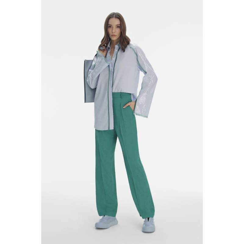 Vakko GREEN FLAT PANTS