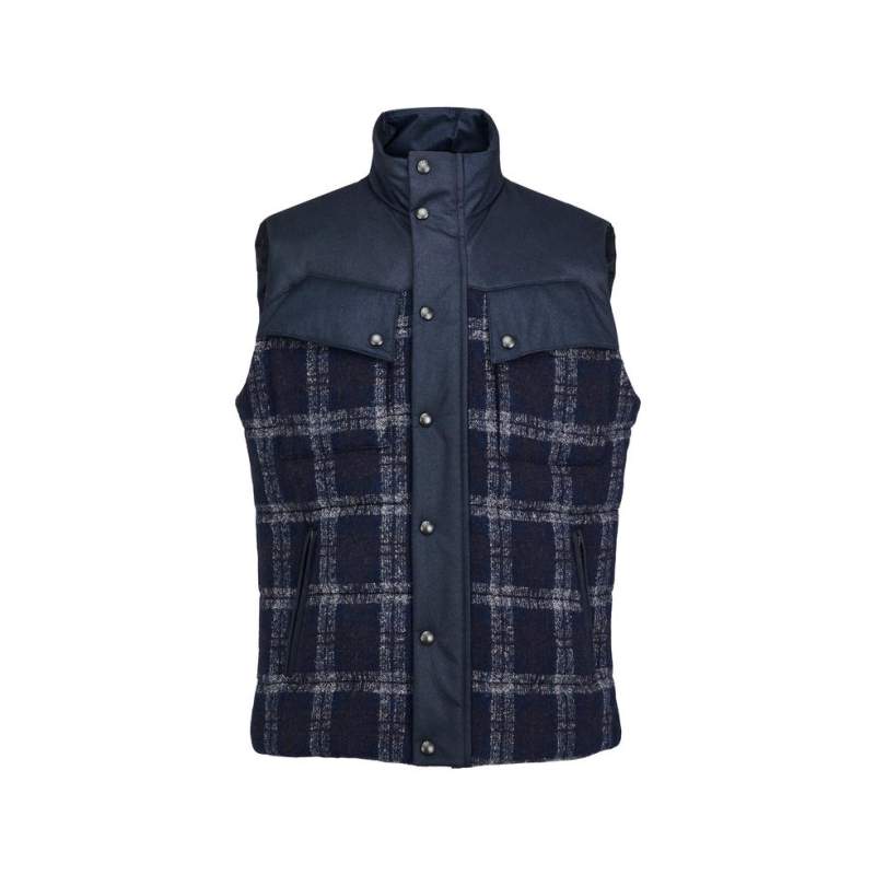 VAKKO NAVY BLUE PLAID VEST