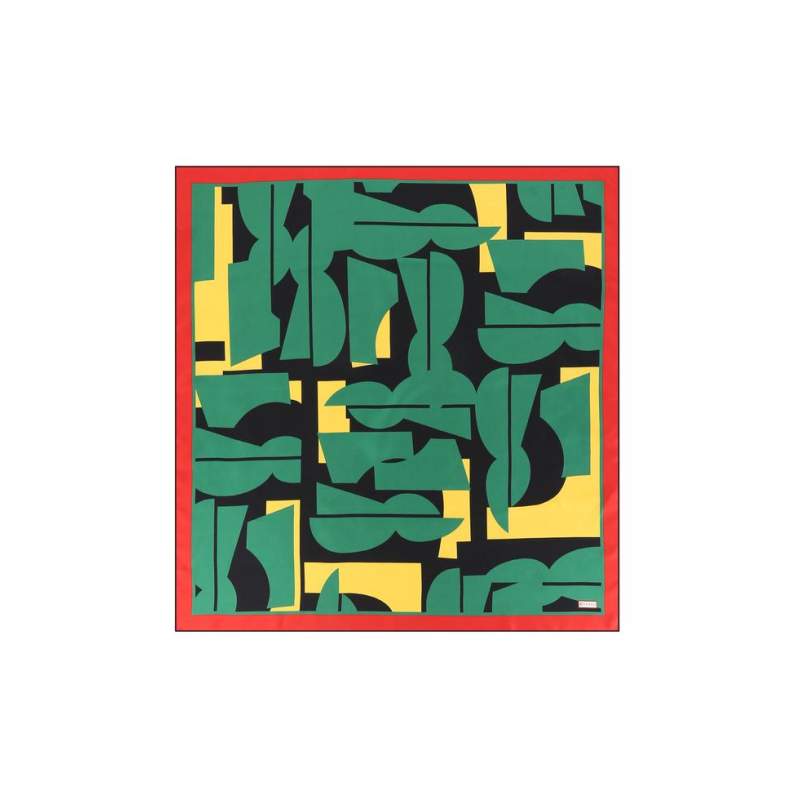 VAKKO GEOMETRIC PATTERNED SILK SCARF