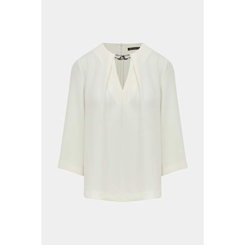 Vakko ECRU TROVACARD SLEEVE BLOUSE