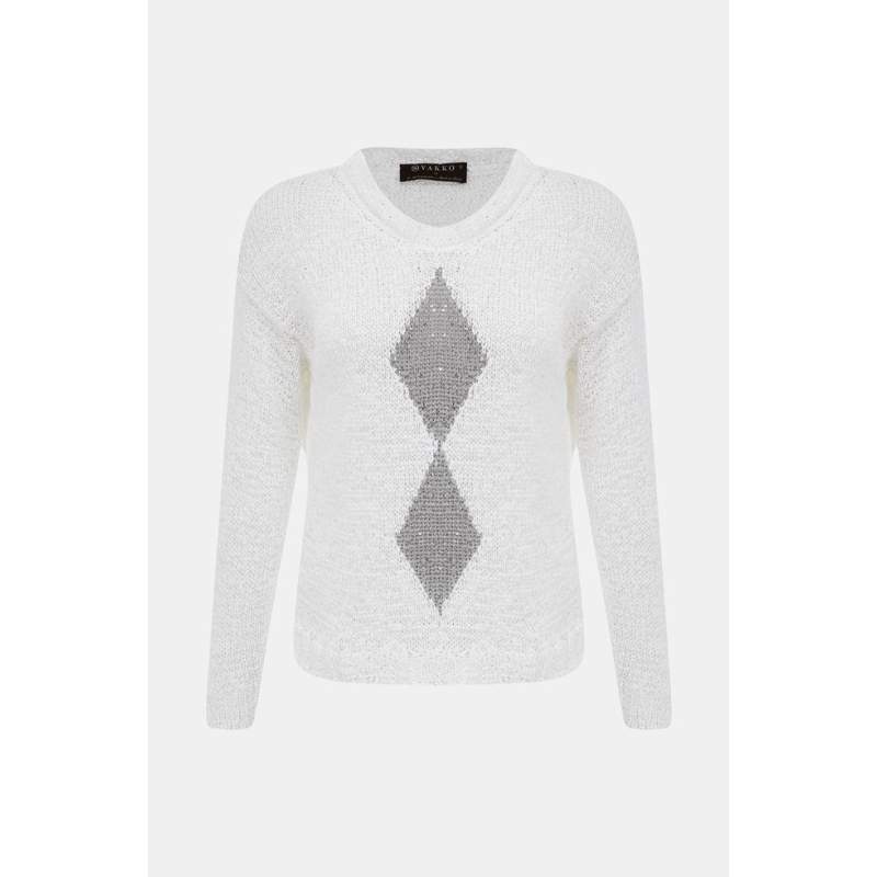 Vakko WHITE SEQUINE DETAILED KNITWEAR