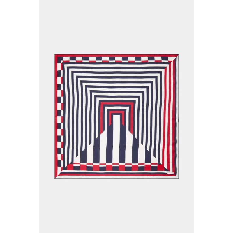 Vakko GEOMETRIC PATTERNED SILK SCARF