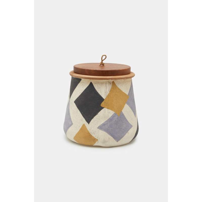 Vakko CERAMIC VASE WITH WOODEN LID MEDIUM SIZE