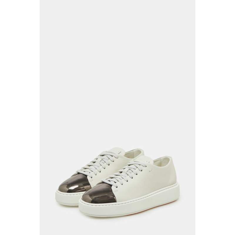 Santoni WHITE LEATHER SNEAKER Santoni WHITE LEATHER SNEAKER