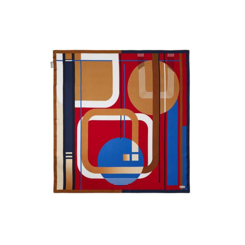 VAKKO GEOMETRIC PATTERNED SILK SCARF