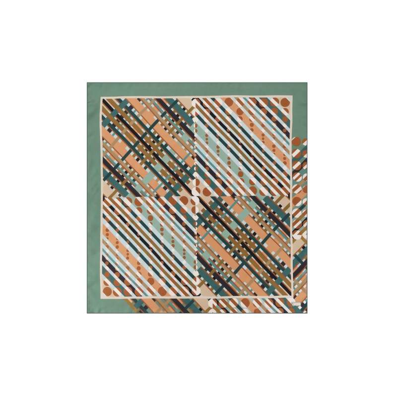 VAKKO GEOMETRIC PATTERNED SILK SCARF