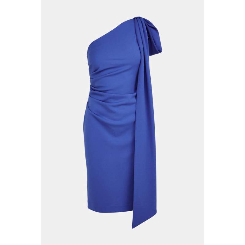 Vakko BLUE ONE SHOULDER DRESS
