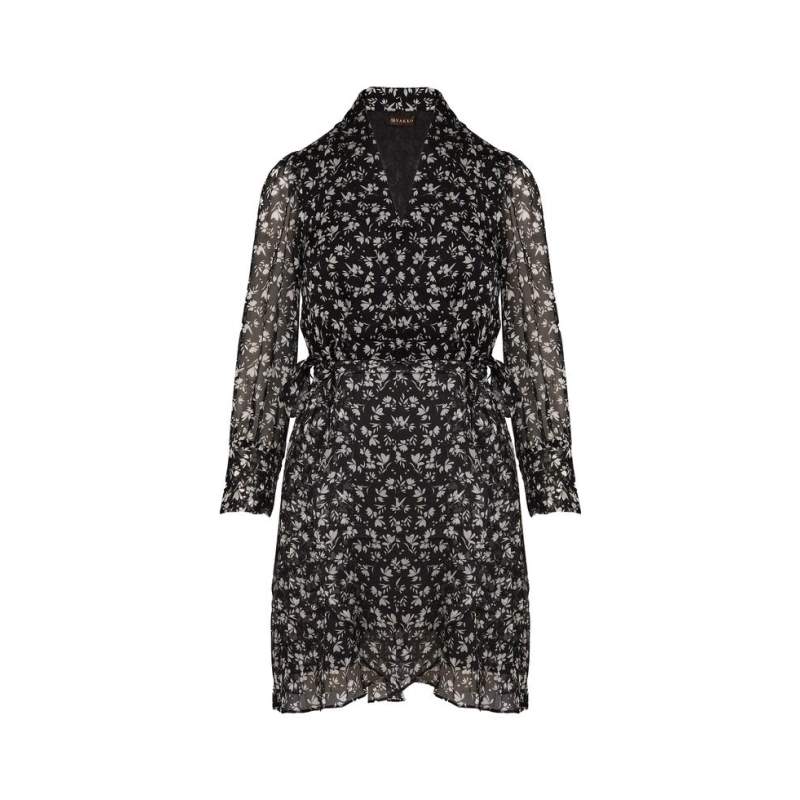 Vakko BLACK SILK DRESS