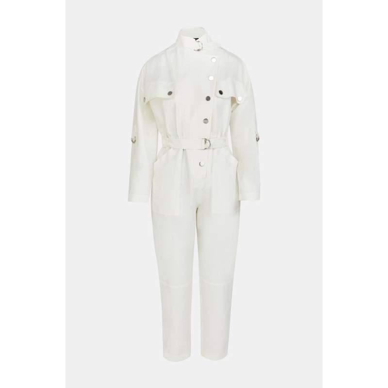 Vakko EKRU HIJAB COLLAR JUMPSUIT