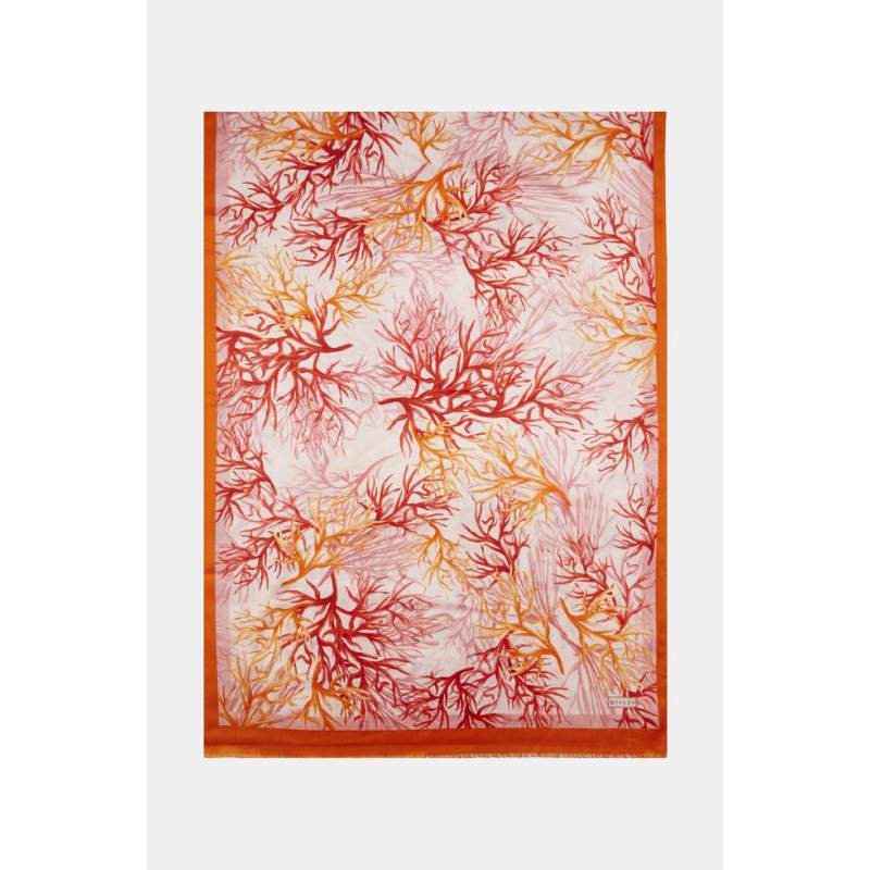 Vakko CORAL PATTERNED SILK shawl