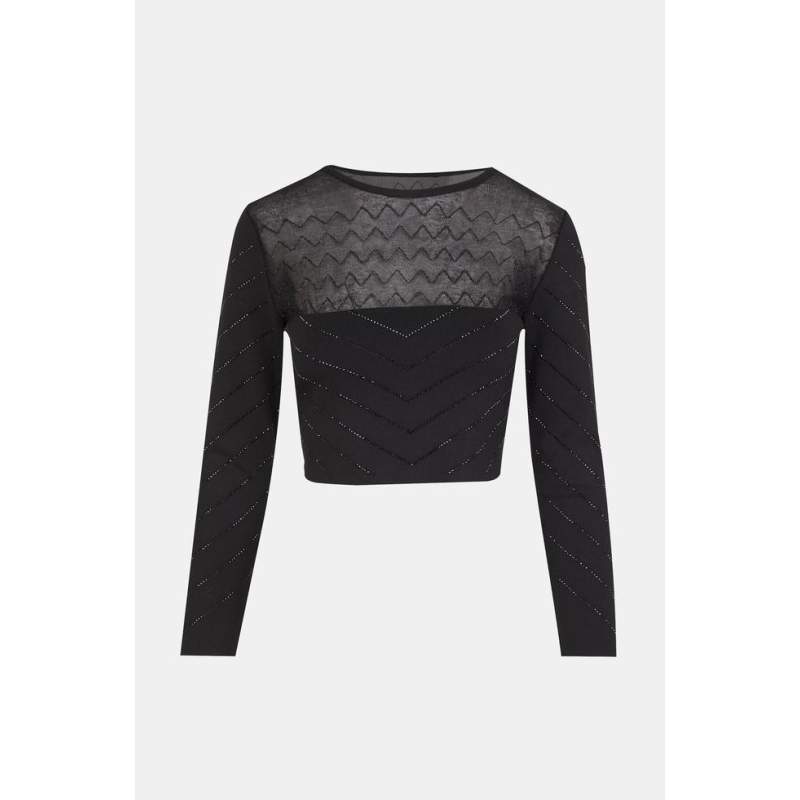 Vakko BLACK LONG SLEEVE BLOUSE