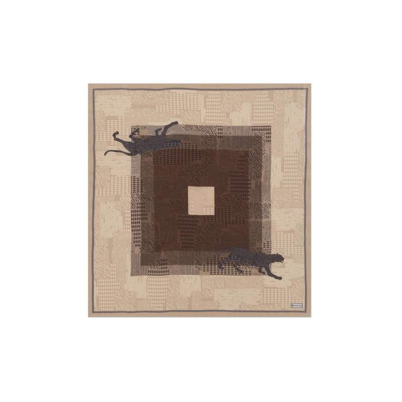 VAKKO GEOMETRIC PATTERNED CASHMERE SILK BANDANA