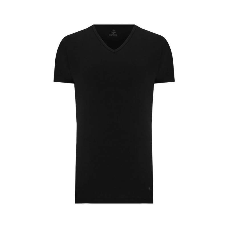 VAKKO V-NECK BLACK T-SHIRT