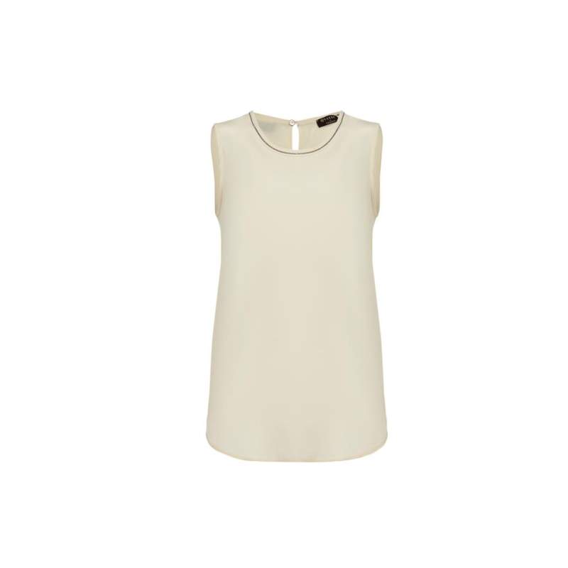 Vakko ECRU EMBROIDERED SILK BLOUSE