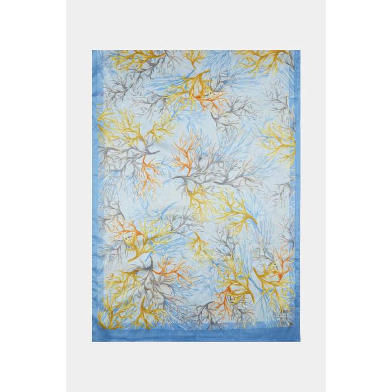 Vakko CORAL PATTERNED SILK shawl