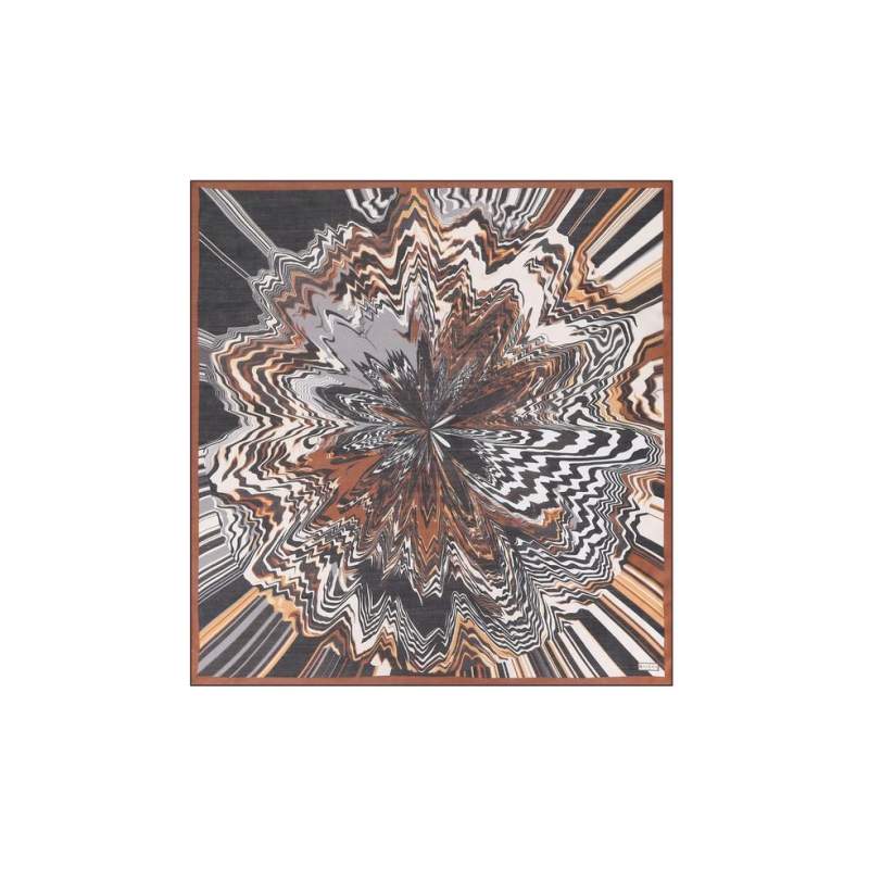 VAKKO GEOMETRIC PATTERNED WOOL SILK SCARF