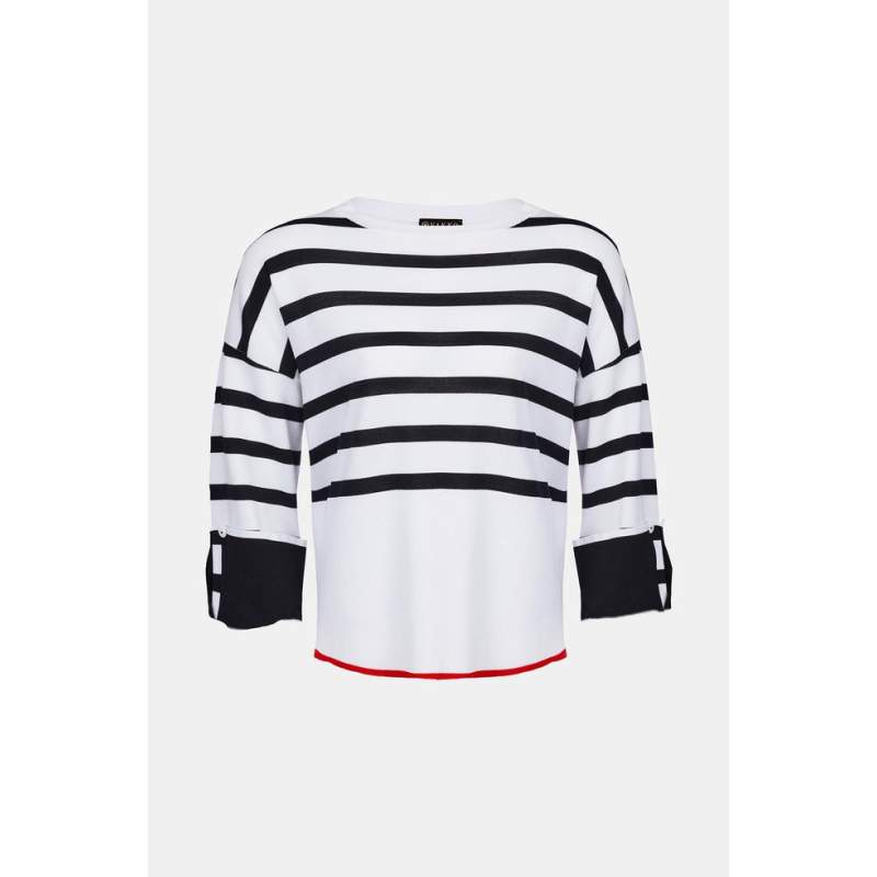 Vakko WHITE STRIPED KNIT