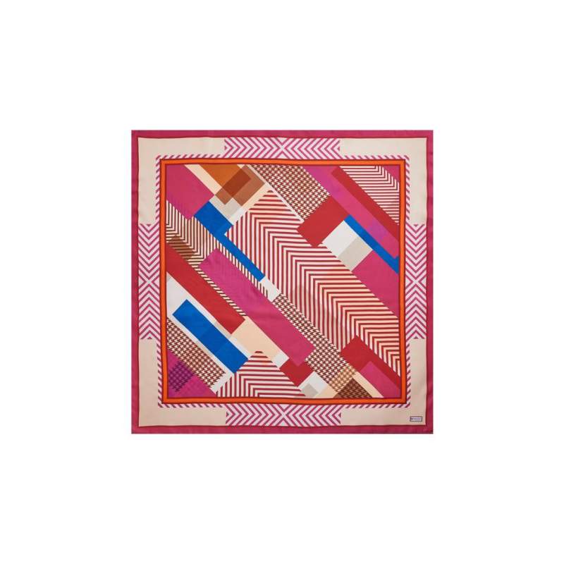 VAKKO GEOMETRIC PATTERNED SILK SCARF