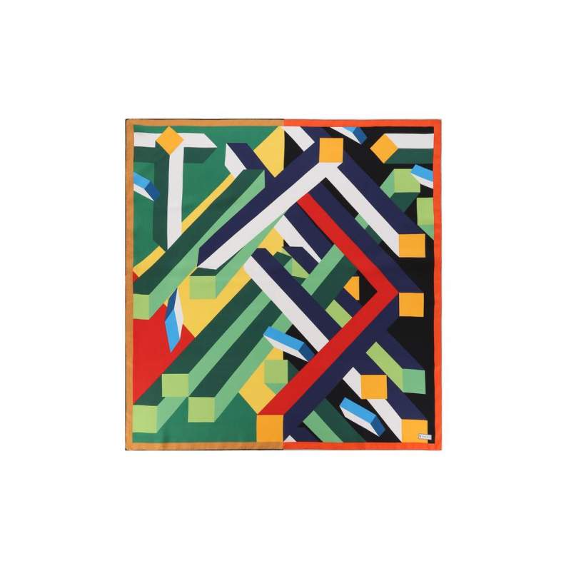 VAKKO GEOMETRIC PATTERNED SILK SCARF
