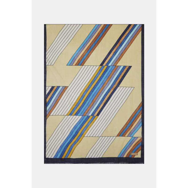 Vakko GEOMETRIC PATTERNED SILK CASHMERE SHAWL