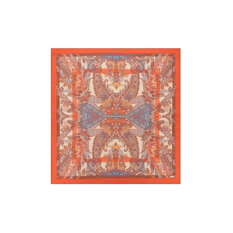 VAKKO PATTERNED WOOL SILK SCARF