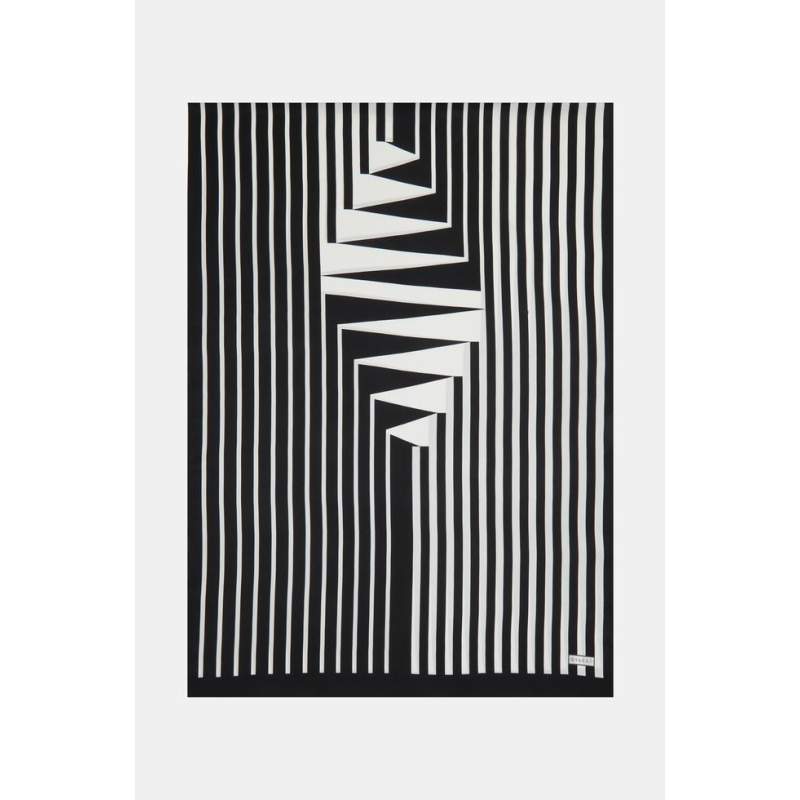 Vakko GEOMETRIC PATTERNED SILK shawl