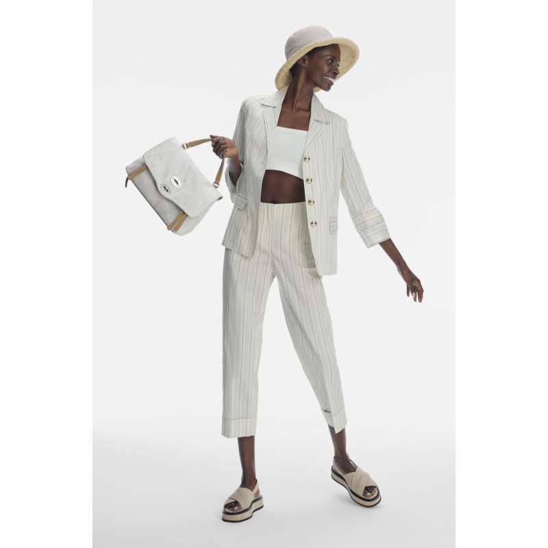 Vakko ECRU-BEIGE STRIPED JACKET