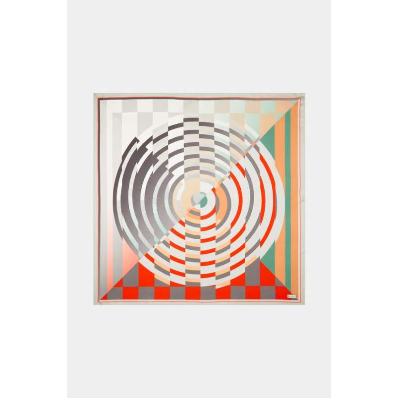 Vakko GEOMETRIC PATTERNED SILK SCARF