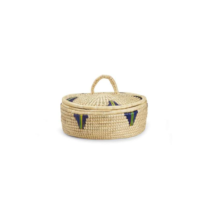 Vakko PURPLE PATTERNED COVERED JUTE BASKET XL