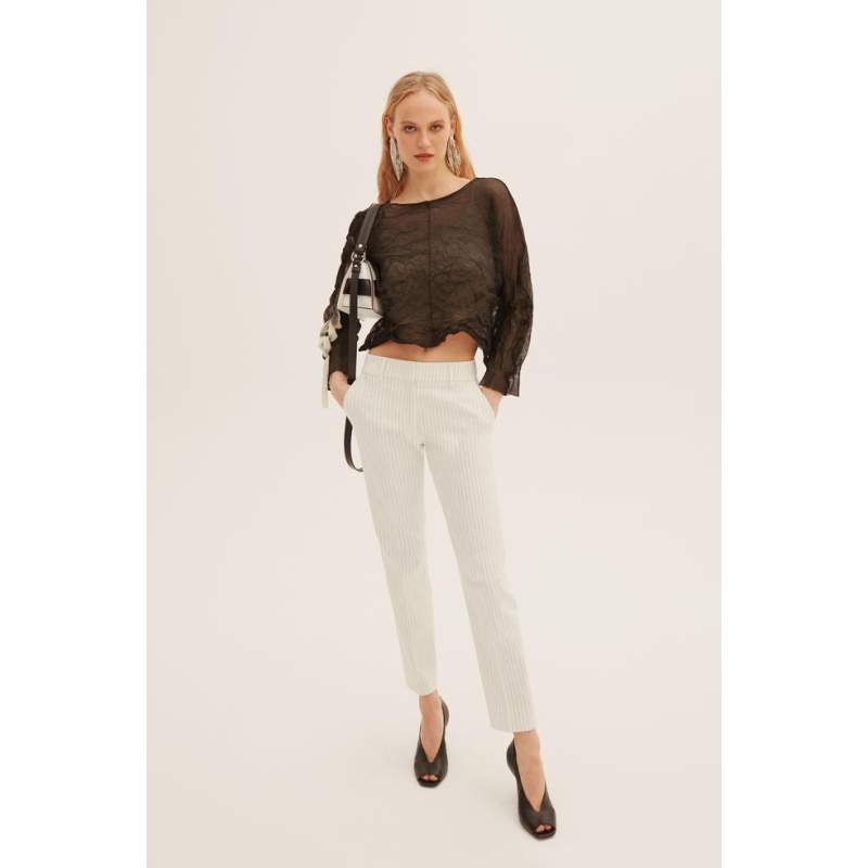 Vakko ECRU STRIPED TROUSERS