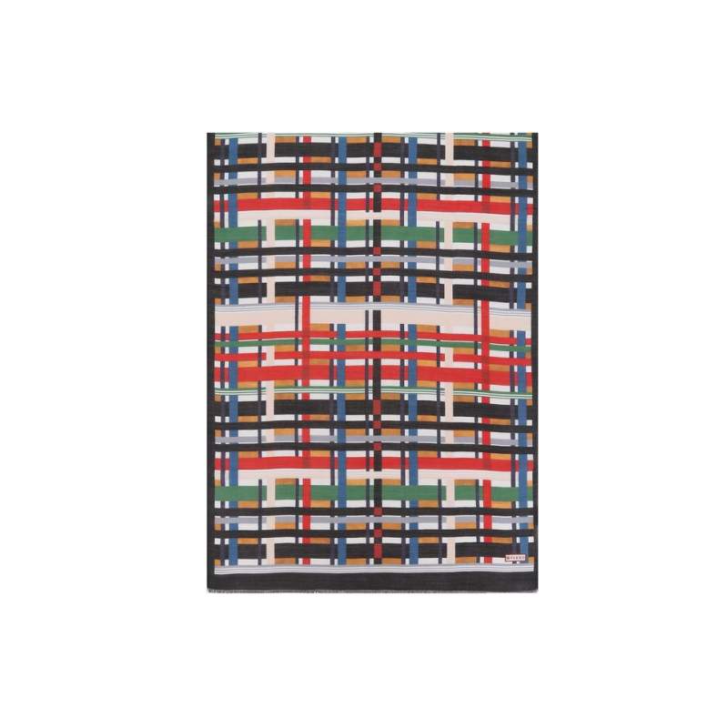 VAKKO GEOMETRIC PATTERNED WOOL SILK shawl