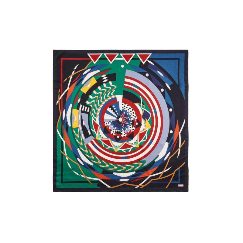 VAKKO GEOMETRIC PATTERNED SILK SCARF