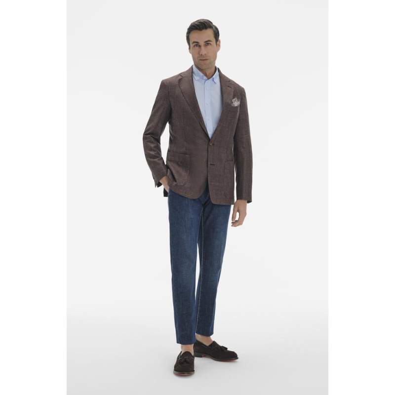 Vakko BROWN SILK - LINEN JACKET