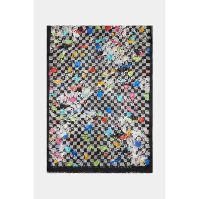 Vakko GEOMETRIC PATTERNED SILK shawl