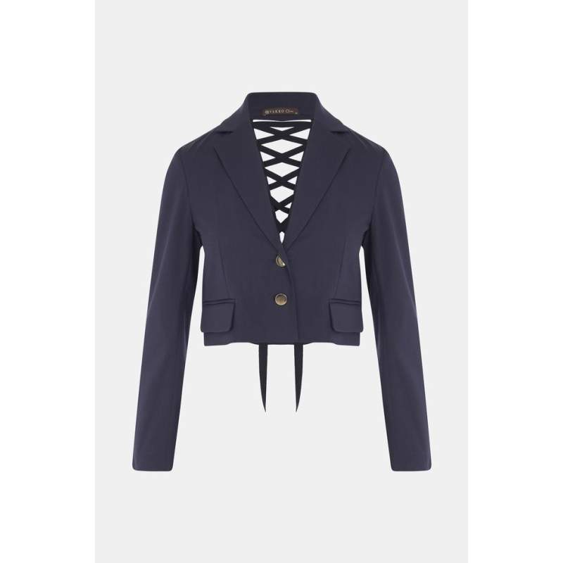 Vakko NAVY BLUE BACK DETAILED JACKET