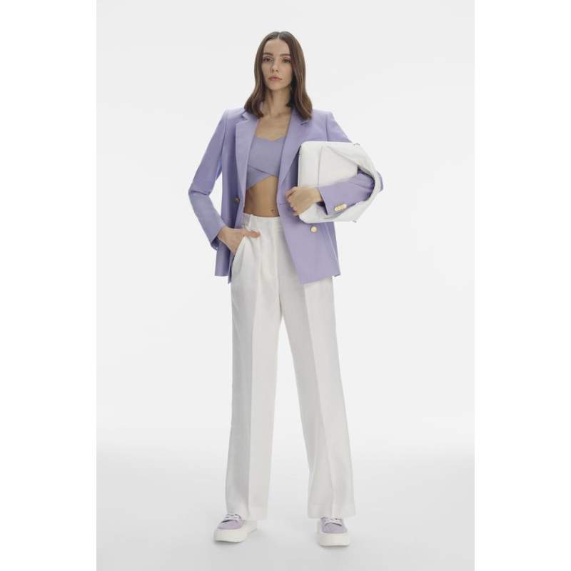 Vakko Lilac Double Breasted LINEN JACKET