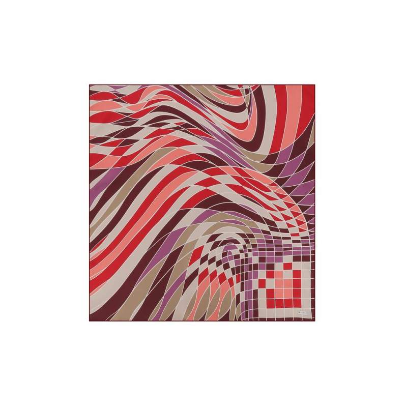 VAKKO GEOMETRIC PATTERNED SILK SCARF