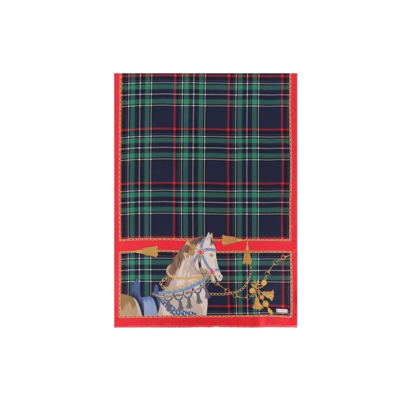 VAKKO PLAID PATTERNED SILK shawl