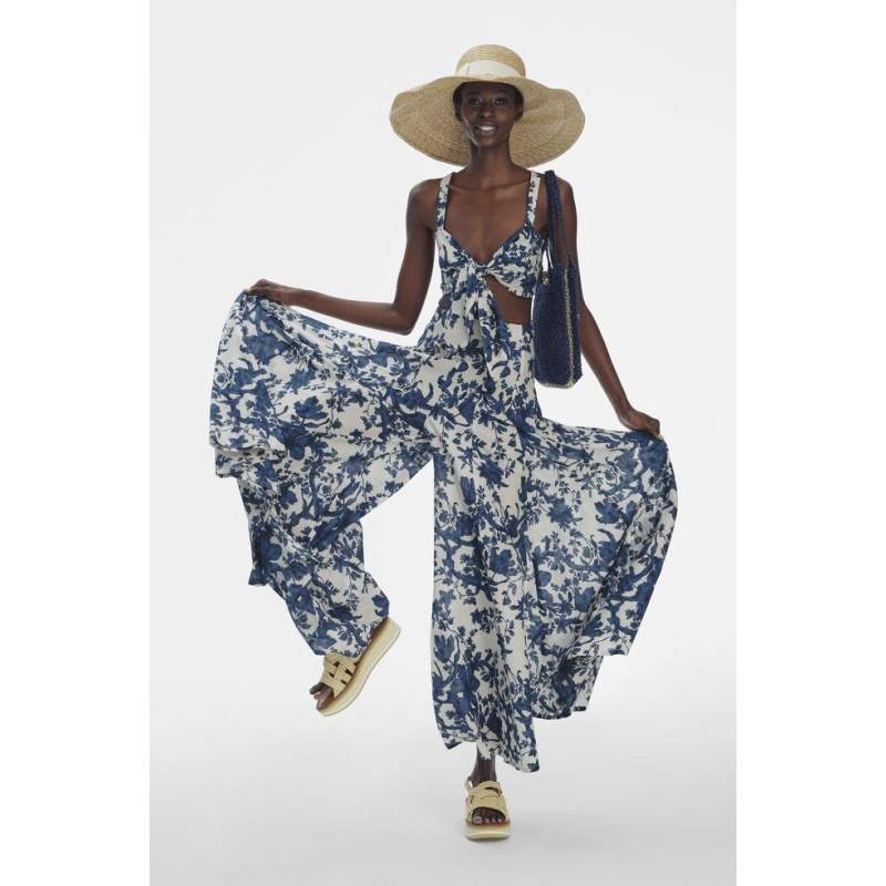 Vakko WHITE FLOWER PANTS