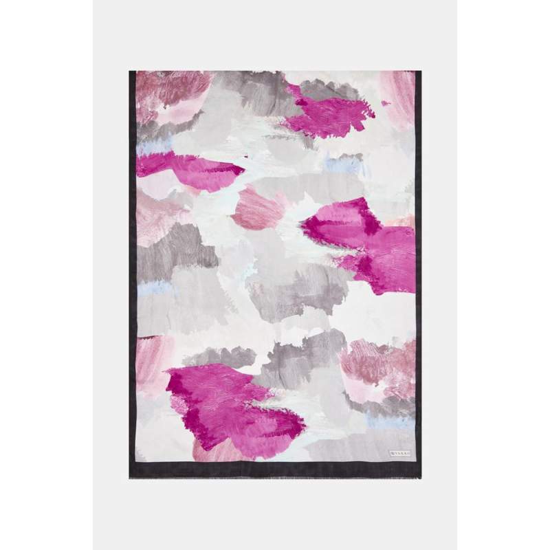 Vakko GEOMETRIC PATTERNED SILK shawl