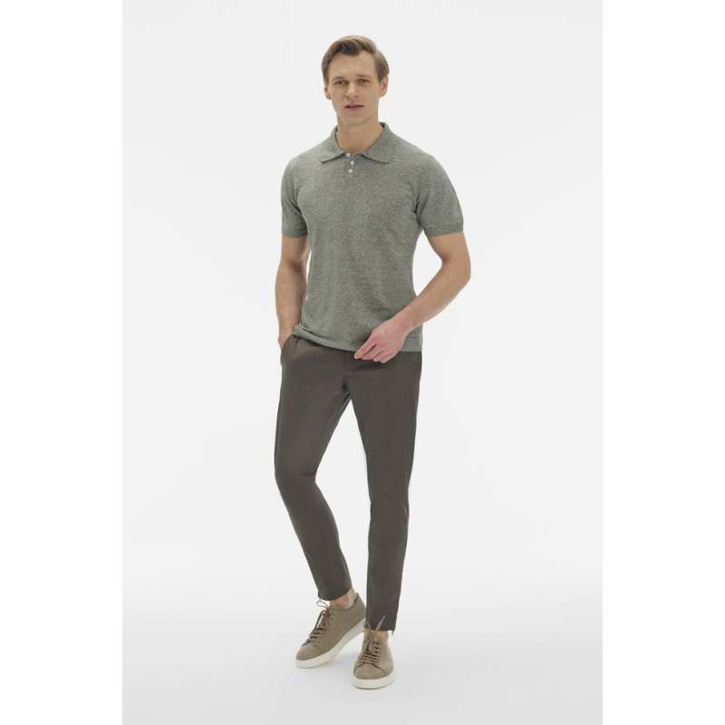 Vakko TROUSERS WITH ZIPPER OLIV PANTS