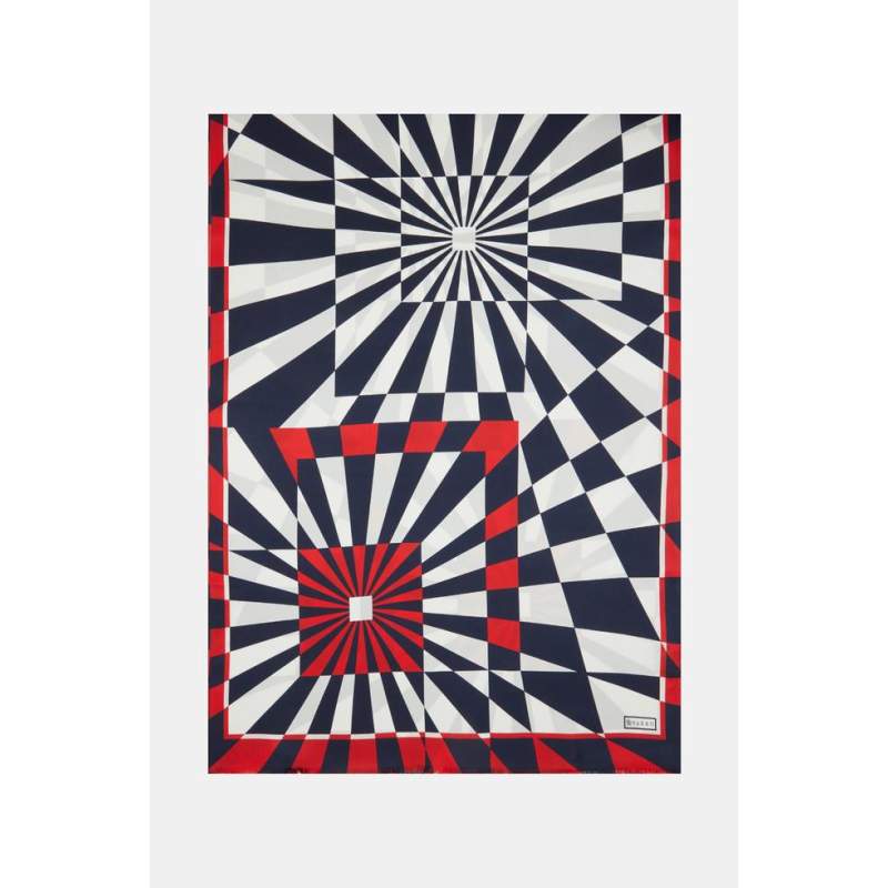 Vakko GEOMETRIC PATTERNED SILK shawl