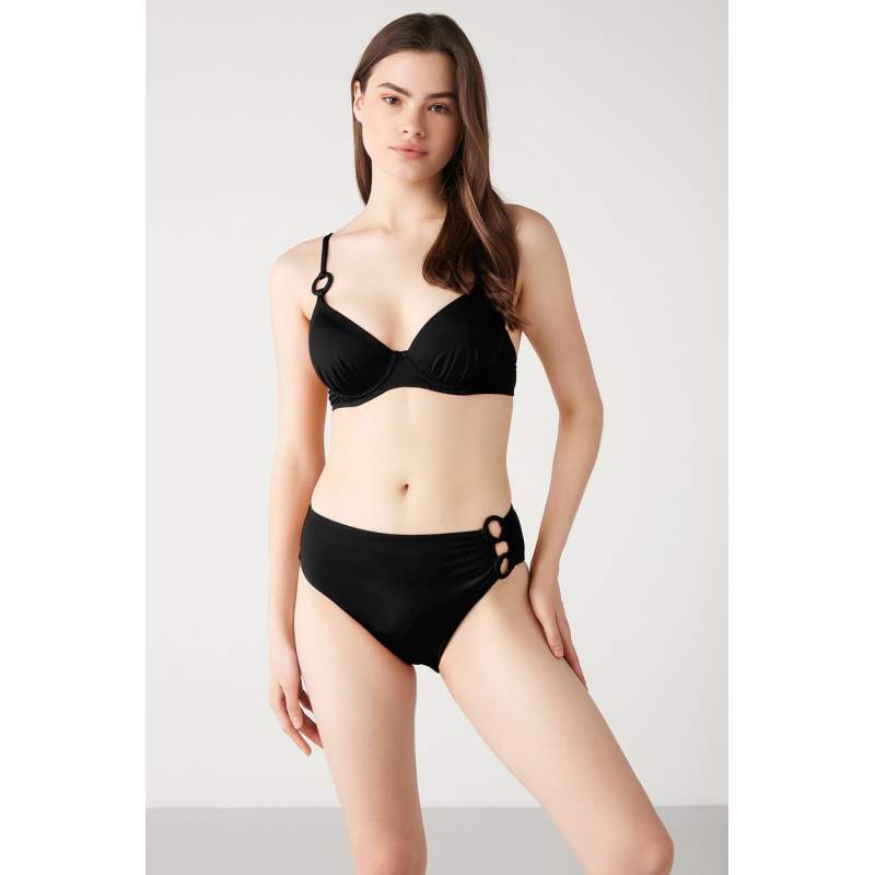 Sole Ring Detail Straight Color Covered Bikini