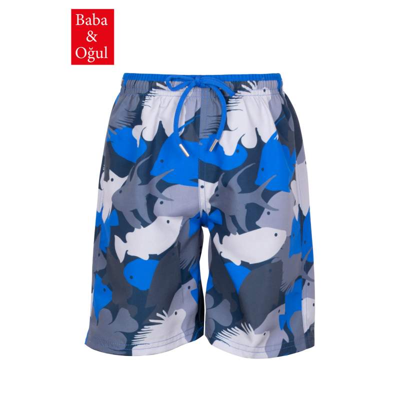 Ocean Fish Patterned Kids' Swim Shorts