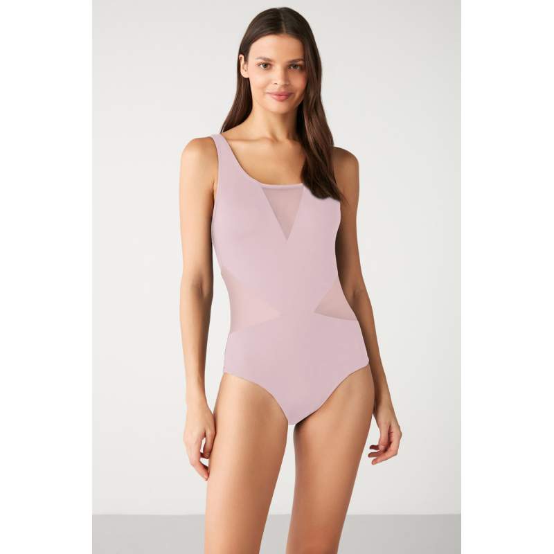 Que Flat Color Tül Detailed Swimsuit