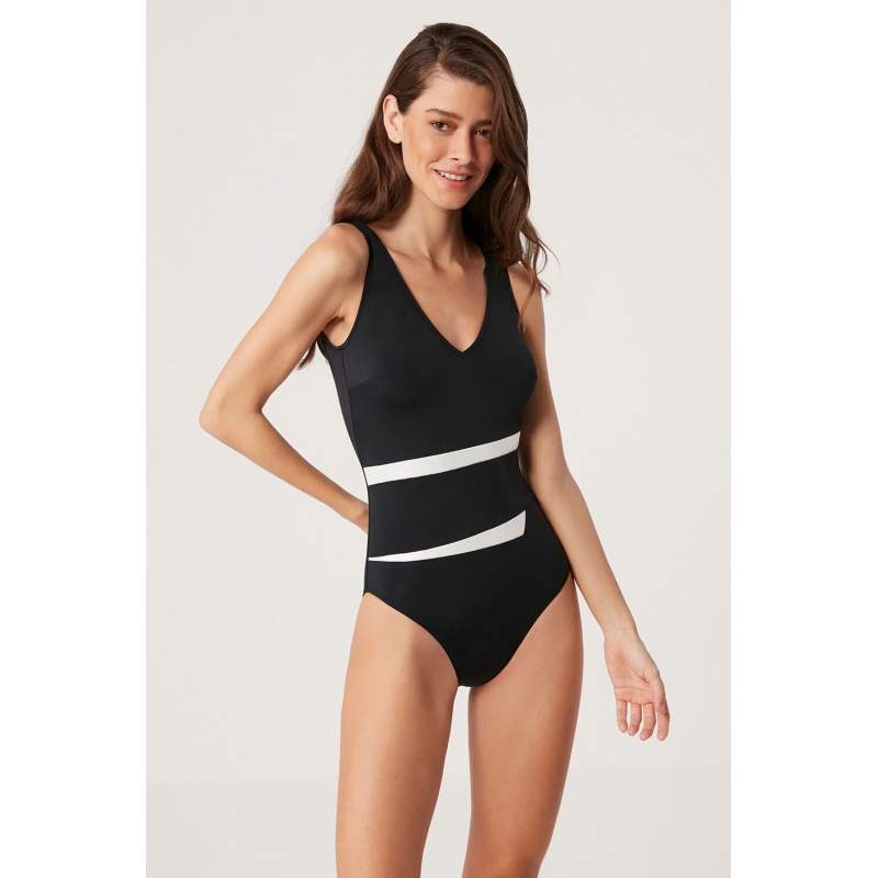 Selin Bright Detail V-Neck Swimsuit