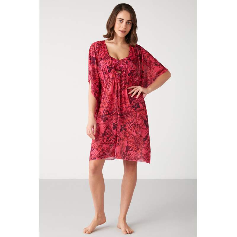 Rozinis Leaf Patterned Short Dress