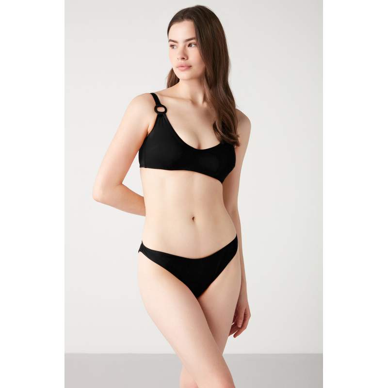 Solena Ring Detailed Straight Color Bikini