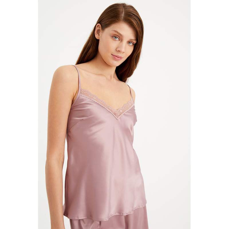 Sofia Lacy Silk Satin Kamisol