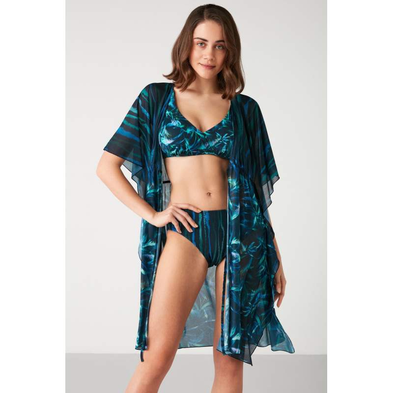 Valgun Leaf Patterned Short Dress